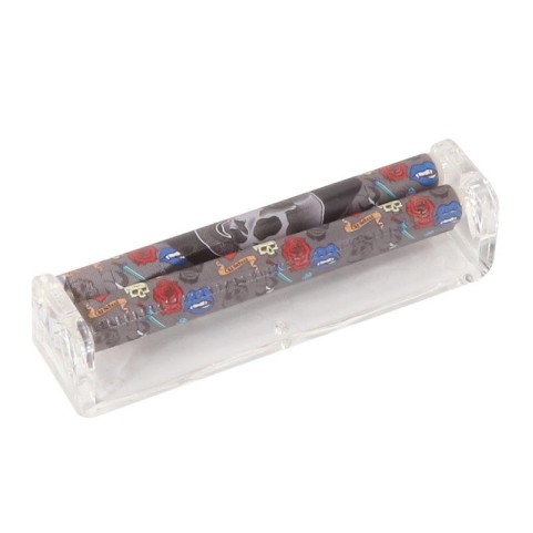 Pink Manual Cigarette Roller with Dual Rollers and Patterned Design