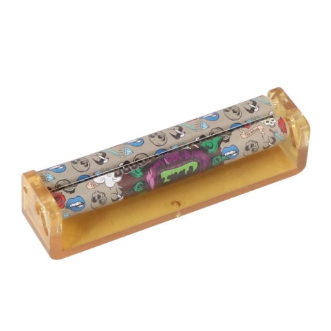 Pink Manual Cigarette Roller with Dual Rollers and Patterned Design
