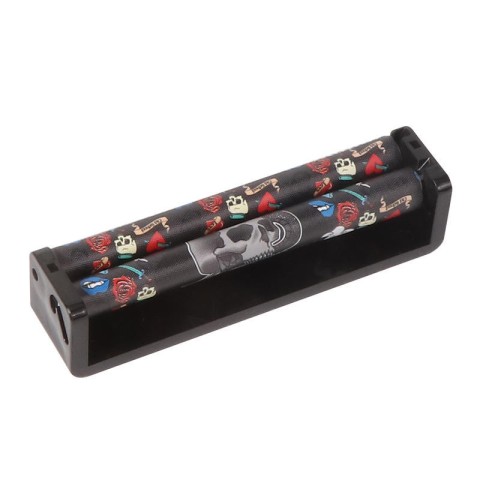 Pink Manual Cigarette Roller with Dual Rollers and Patterned Design