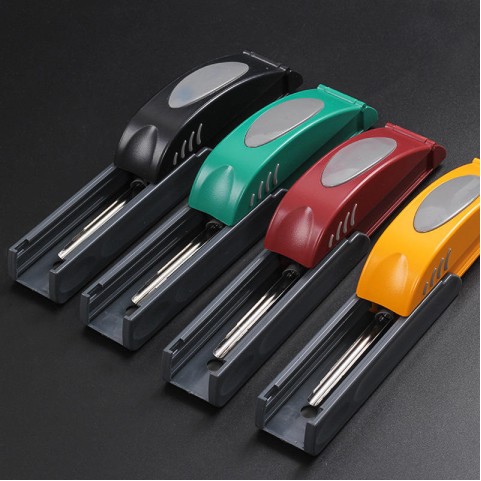 Stylish orange and black plastic manual cigarette roller