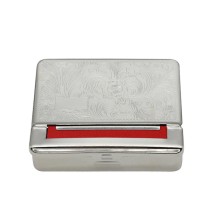 Silver-colored engraved metal 70mm manual cigarette roller
