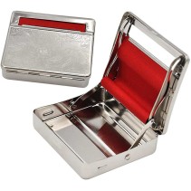 Silver-colored engraved metal 70mm manual cigarette roller
