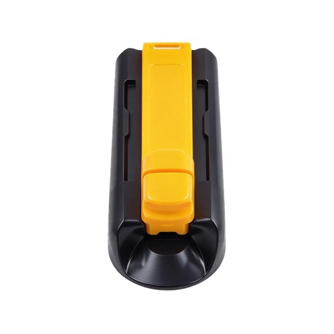 Portable manual cigarette roller in a yellow and black color scheme