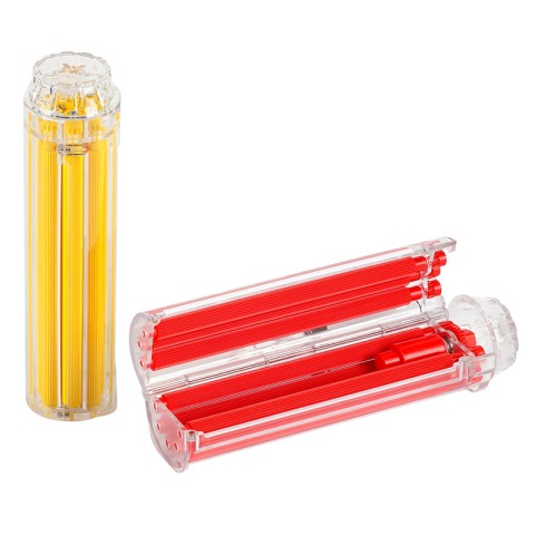 8mm Round Transparent Red Gear-Style Manual Cigarette Roller