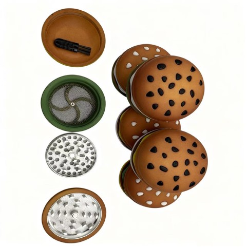 Realistic Burger-Shaped Metal Tobacco Grinder