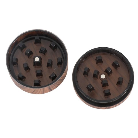 2-Layer ABS Plastic Tobacco Grinder with Faux Wood Grain Finish