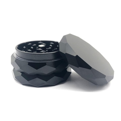 Black Multi-Layer Diamond-Pattern Tobacco Grinder
