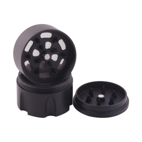 Black Multi-Layer Diamond-Pattern Tobacco Grinder