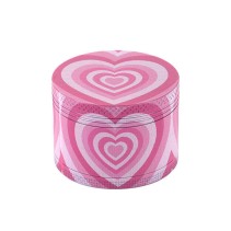 Pink Heart-Shaped 4-Layer Zinc Alloy Tobacco Grinder