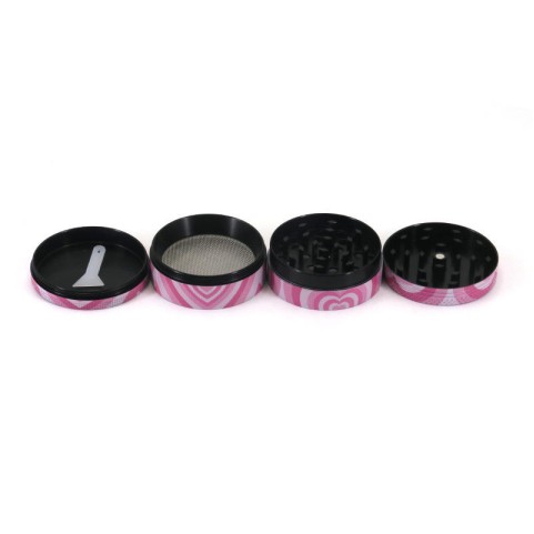 Pink Heart-Shaped 4-Layer Zinc Alloy Tobacco Grinder