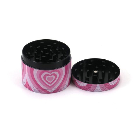 Pink Heart-Shaped 4-Layer Zinc Alloy Tobacco Grinder