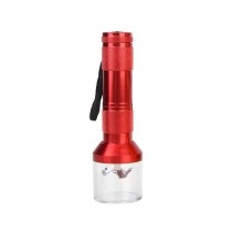 Non-slip torch-shaped crank-operated tobacco grinder