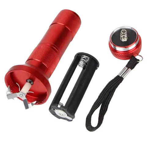 Non-slip torch-shaped crank-operated tobacco grinder