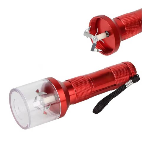 Non-slip torch-shaped crank-operated tobacco grinder