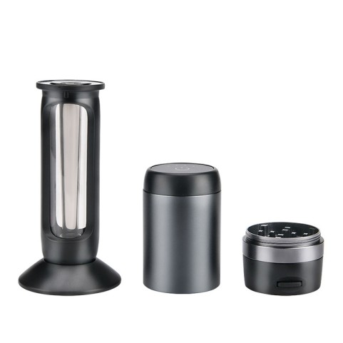 Electric cylindrical tobacco grinder with filling function