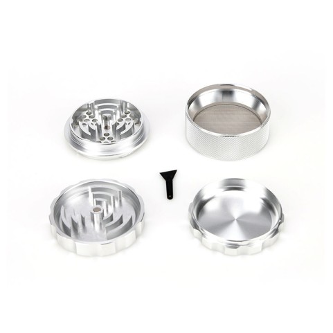 Bright Silver 4-Layer Portable Tobacco Grinder