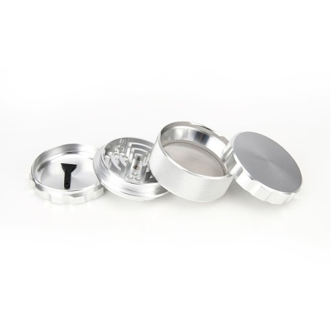 Bright Silver 4-Layer Portable Tobacco Grinder