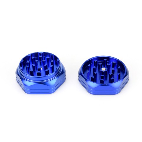 Royal blue hexagonal tobacco grinder
