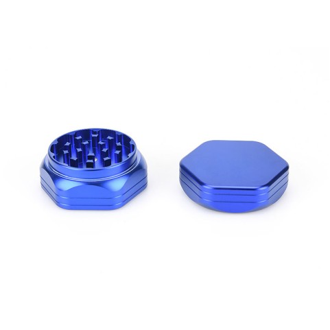 Royal blue hexagonal tobacco grinder