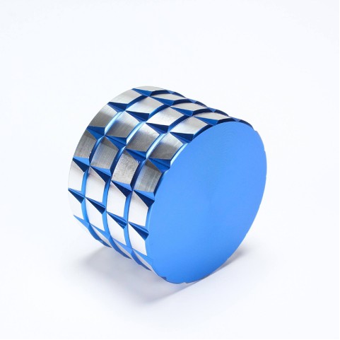 Blue diamond-shaped tobacco grinder