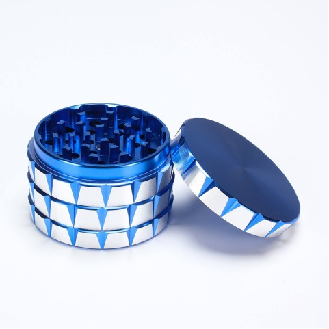 Blue diamond-shaped tobacco grinder