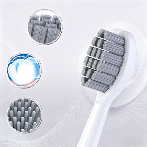 Solid-Color Soft-Bristle Toothbrush Replacement Heads